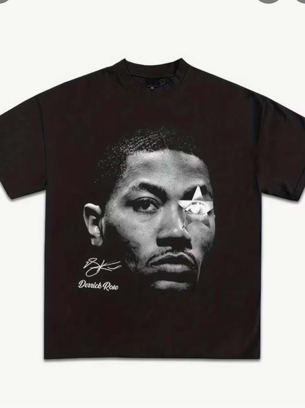 Black Short-Sleeve Graphic Crewneck Tee with Signature Face Print